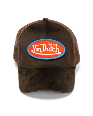 Handla För Von Dutch Velvet Trucker Kottontäckta Bruna Kepsar