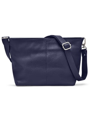Women's Italian Leather Handbag Shoulder Bag in Navy