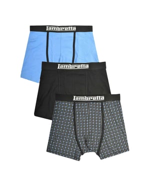 Lambretta Mens Boxer Shorts (Pack of 3) (Black/Blue)