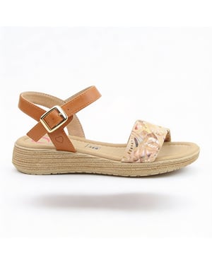 Heavenly Feet Sara Womens Platform Sandals Tan/gold Multi