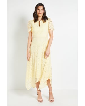 Lace Hanky Hem Midi Dress