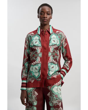 Mirrored Viscose Linen Print Woven Shirt