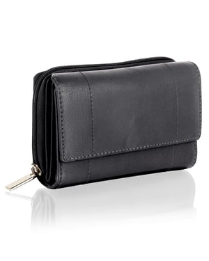 Women's Genuine Leather Purse RFID Blocking Wallet In Black