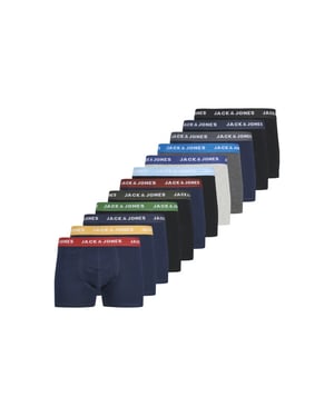 Jack & Jones Heren boxershorts trunks jacsolid effen 12-pack color