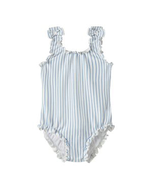 Name It Meisjes badpak geribd nmfzikka strik blauw gestreept