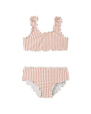 Name It Meisjes bikini set geribd nmfzikka strik rood gestreept