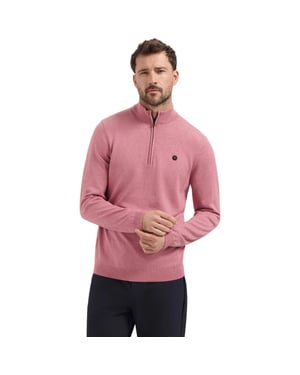 No Excess Pullover su collar half zip 2 colou old pink
