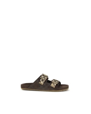 Burberry Bruine Kalfsleren Bos Taurus Platte Sandalen