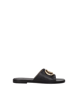 Off-White Zwarte Leren Slippers