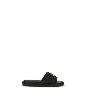PINKO Zwarte Kalfsleren Bos Taurus Slippers