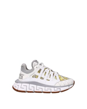 Versace Vita Läder Atletiska Sneakers