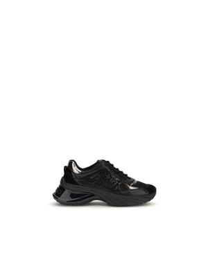 PINKO Zwarte Kalfsleren Bos Taurus Chunky Sneakers