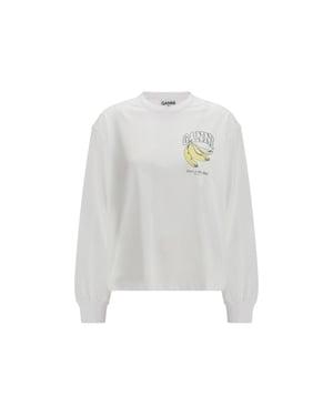 Ganni Witte Katoenen Lange Mouwen T-Shirt