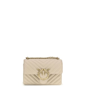 PINKO Beige Kalvskinn Bos Taurus Axelväska