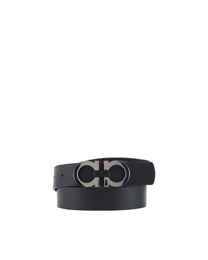 Ferragamo Svart Kalvskinn Bos Taurus Regular Bälte