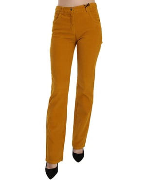 Costume National Oranje Hoge Taille Rechte Broek