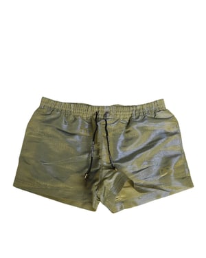 Dolce & Gabbana Groene Polyester Metalen Logo Print Heren Zwemkleding