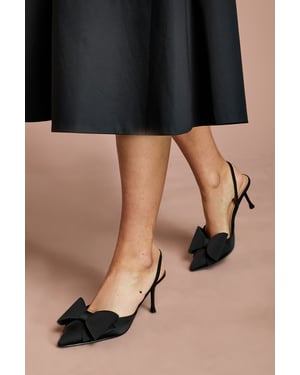 Lola Satin Bow Detail Medium Stiletto Heel Sling Back Court Shoes