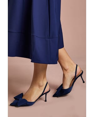 Lola Satin Bow Detail Medium Stiletto Heel Sling Back Court Shoes