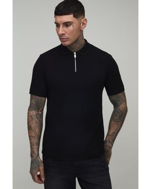 Tall Slim Fit 1/4 Zip Pique Polo