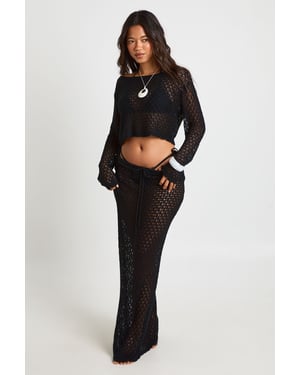 Crochet Knit Beach Maxi Skirt