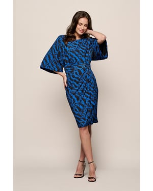 Milan Print Jurk Zwart / Kobalt