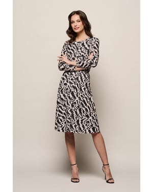 Maddie Print Jurk Creme / Zwart