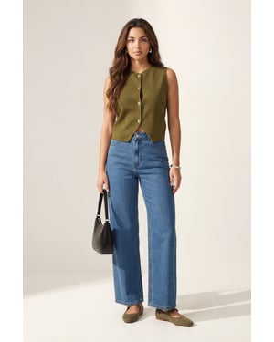 Striaght Leg Jean Mid Blus