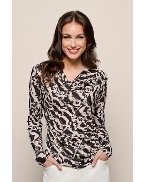 Caitlin Print Top Creme / Zwart