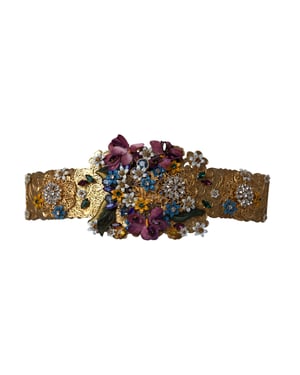 Dolce & Gabbana Multicolor Embellished Floral Crystal Wide Waist Belt