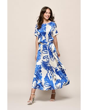 Hannah Print Rok Kobalt / Off White