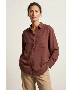 Oversize Longline Pocket Front Shirt
