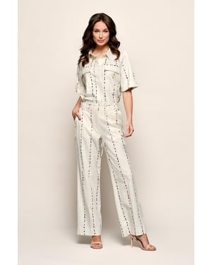 Liz Print Blouse Offwhite / Zwart