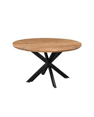 Livingfurn eetkamertafel jesper round 140cm mangohout / gecoat staal