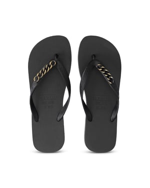 Gouden kleine teenslipper zwart