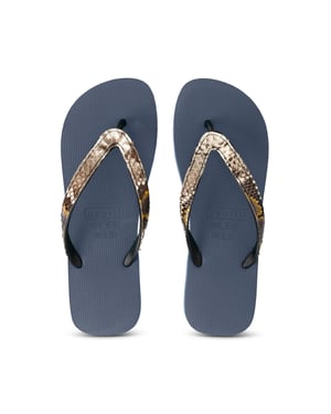 Python Taupe Flip Flop Marineblauw