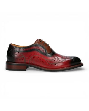 Lorenzo Conti herrarnas röda svarta läderbrogue Oxford-finskor - Ayan-01