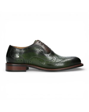 Lorenzo Conti herrarnas Khakigröna läderbrogue Oxford-finskor - Ayan-01