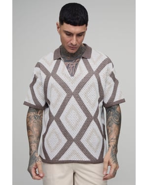 Tall Relaxed Crochet Tapestry Knitted Polo