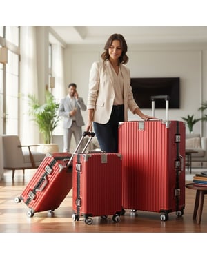 Red Hardshell Suitcase Dual 4 Wheel ABS Bagage Kabinväskor
