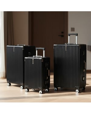 Zwarte hardshell koffer Dubbele 4-wiel ABS bagage Cabinekoffers