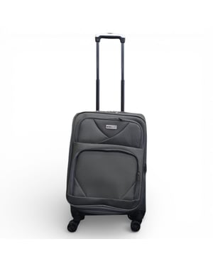 Soft Shell Lightweight Grey Nylon 4 Wheel Travel Case Holiday Cabin Suitcase