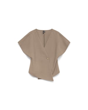 Vero Moda Vmsmilla sonja ss v-neck top exp taupe