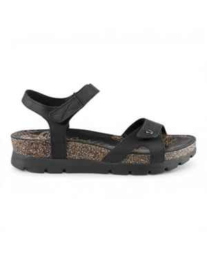 Panama Jack Dames Wedge Zwarte Leren Plateausandalen - Sulia B2