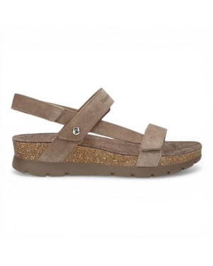 Panama Jack Dames Wedge Stone Grijze Suède Leren Sandals - Selma B18