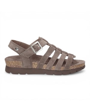 Panama Jack Dames Wedge Stone Grijze Suède Leren Sandals - Sasha B6