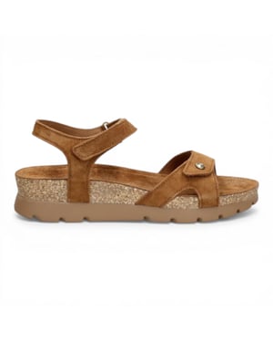 Panama Jack Dames Wedge Bark Bruine Suède Leren Platform Sandals - Sulia B26