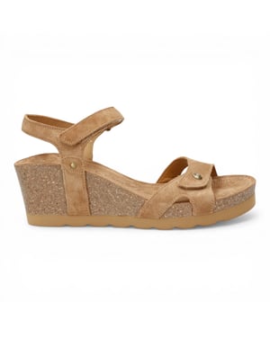 Panama Jack Dames Wedge Bark Bruine Suède Leren Sandals - Julia B74