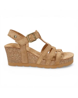 Panama Jack Dames Wedge Hiel Bark Bruine Suède Leren Sandals - Vero B1