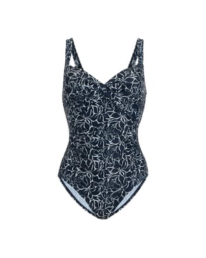 Regatta Dames Sakari Buikcontour Bloemen Einteilig Badpak (Marineblauw)